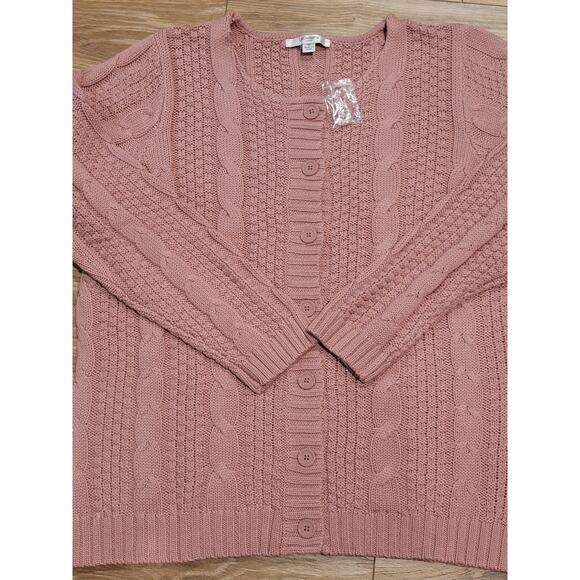 NEW Liz Claiborne NY Mauve Cardigan Women's Long Sleeve Knit Sweater Plus Size - Picture 5 of 11